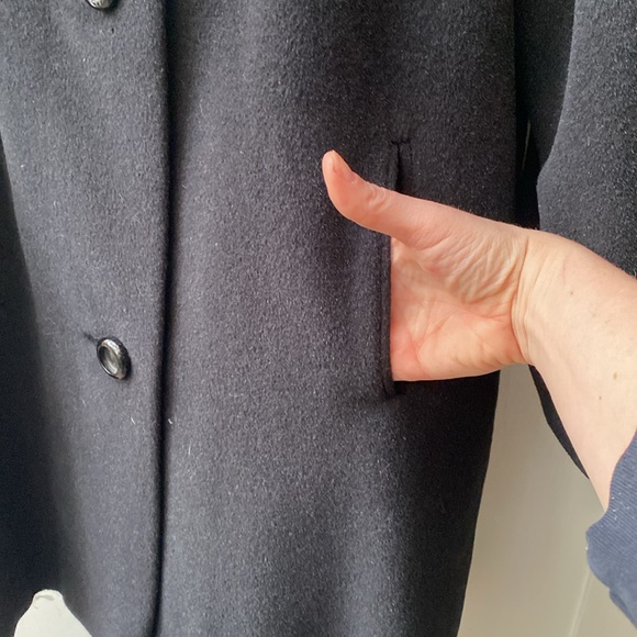 VINTAGE Wool & Fur Collar 50's 60's Black White Swing Coat Medium Union Made - Picture 6 of 14